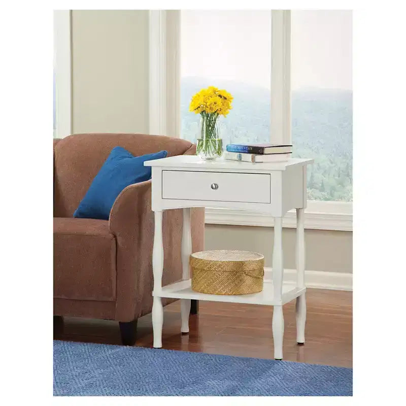 Table d'appoint de style Shaker avec tiroir et étagère - Meubles Alaterre