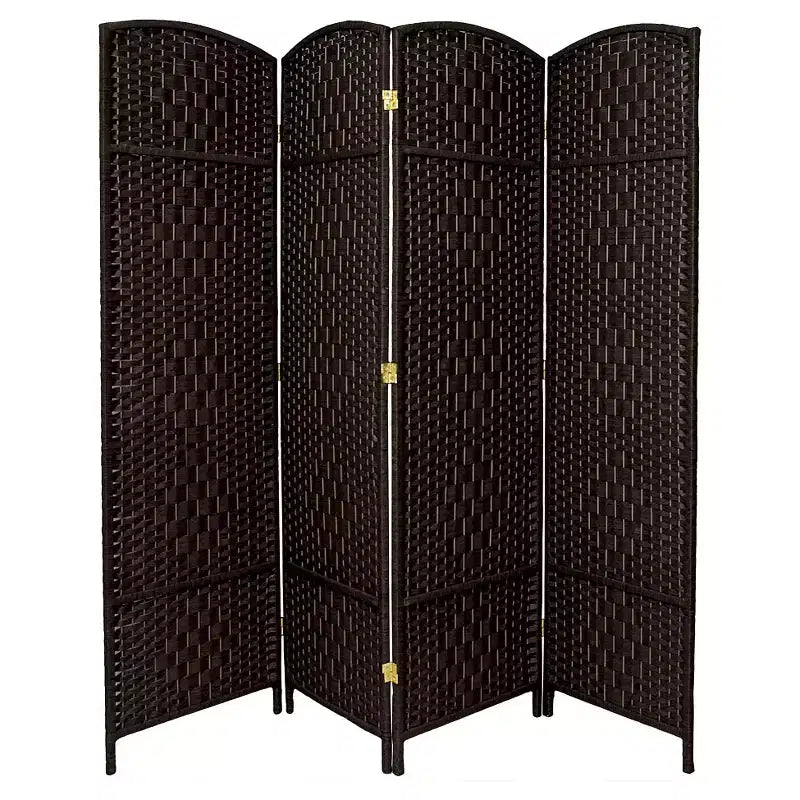 Paravent en fibres à motif diamant, 4 panneaux, 1,83 m de haut - Oriental Furniture