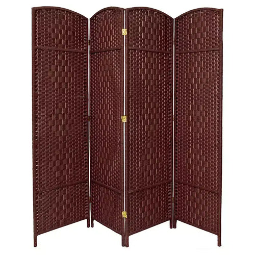 Paravent en fibres à motif diamant, 4 panneaux, 1,83 m de haut - Oriental Furniture