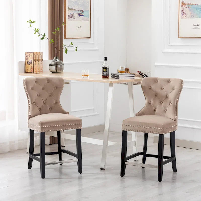 Tabouret de comptoir Carter 24 Wingback Tufted Nailhead (lot de 2)