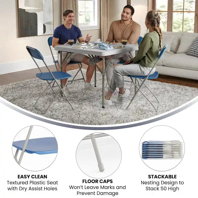 Chaise pliante en plastique – Lot de 10 – Capacité de poids de 295 kg – Chaise d'événement