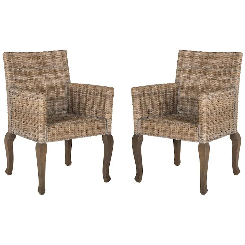 Chaise de salle à manger naturelle Alearda de SAFAVIEH (Lot de 2) - 23 x 24.4 x 34 - 23L x 24P x 34H