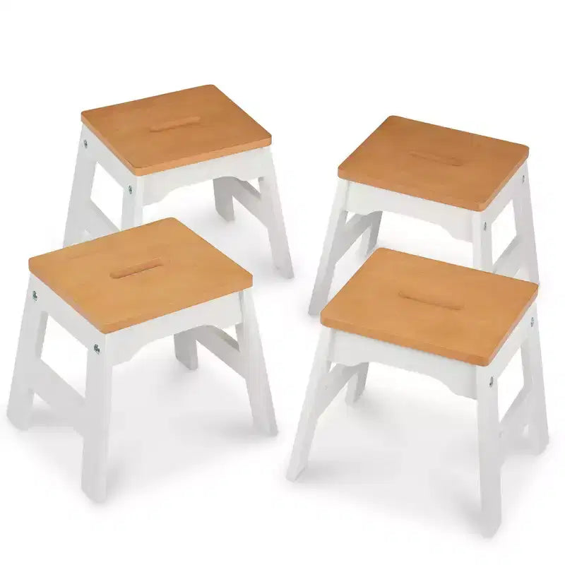 Melissa & Doug Tabourets en bois – Lot de 4 – Blanc/Chaises d'activité pour enfants, bois massif, empilables