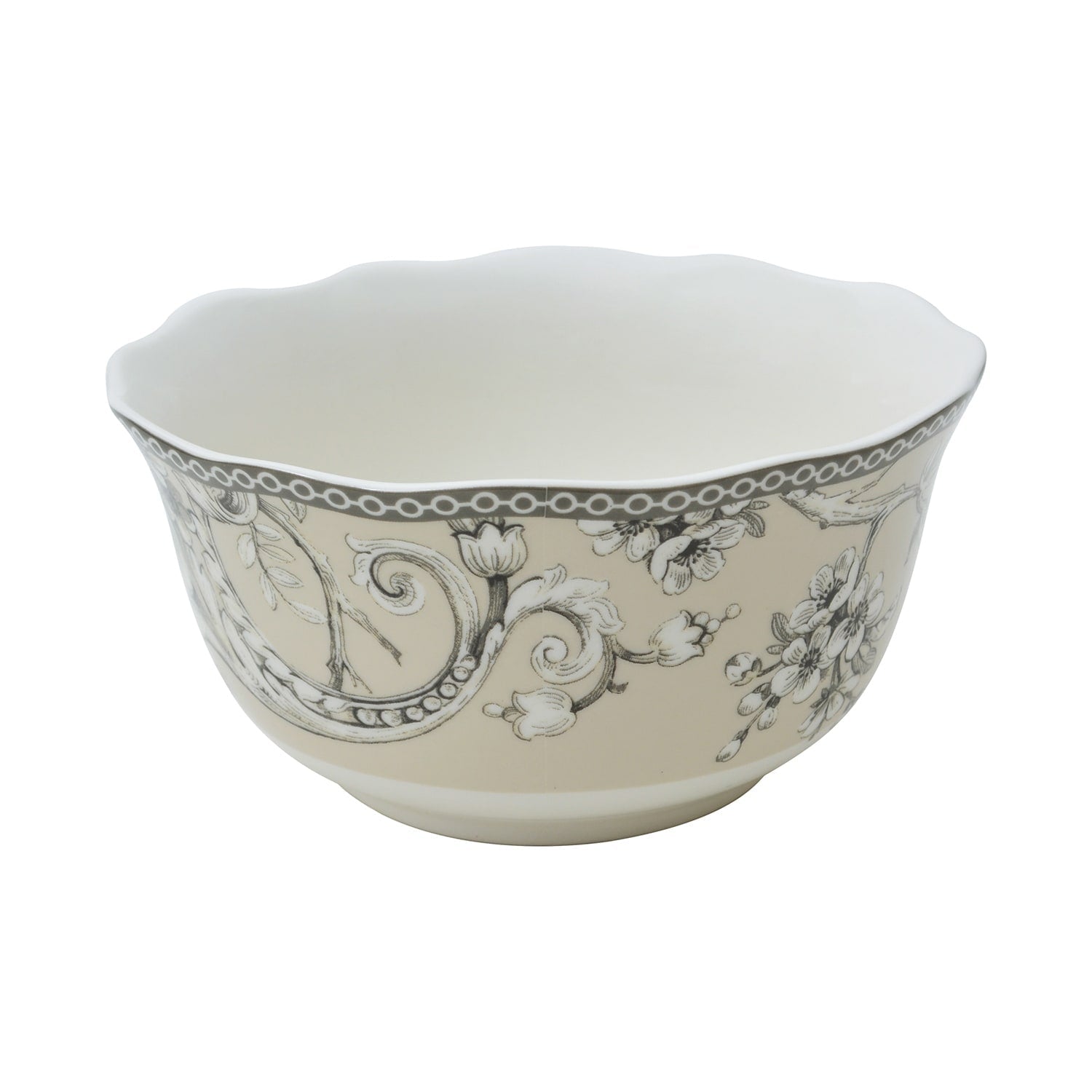 Ensemble de vaisselle 16 pièces en porcelaine Adelaide 222 Fifth avec assiettes rondes, bols et tasses, blanc antique