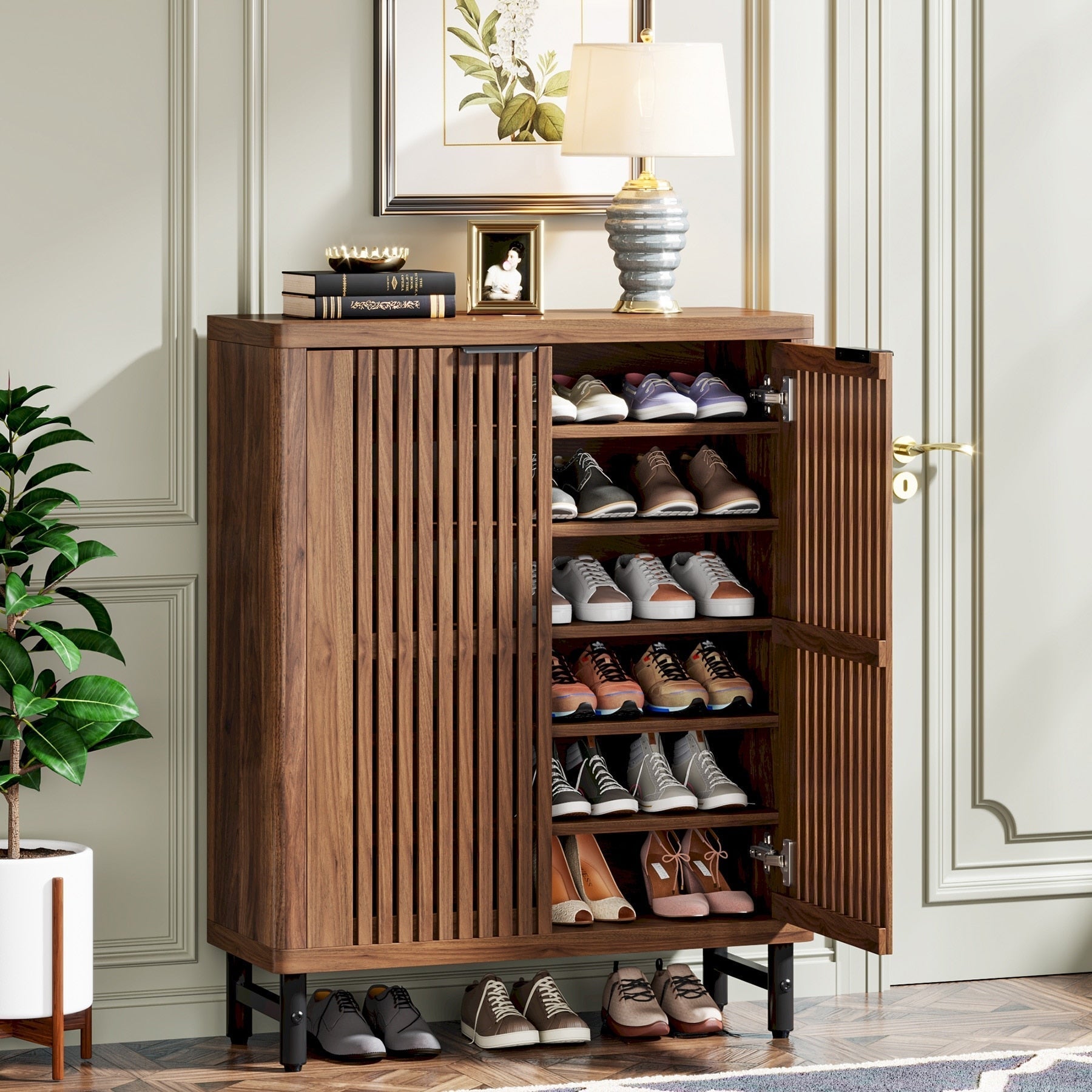 Meuble à chaussures 24 paires avec porte pour entrée et salon