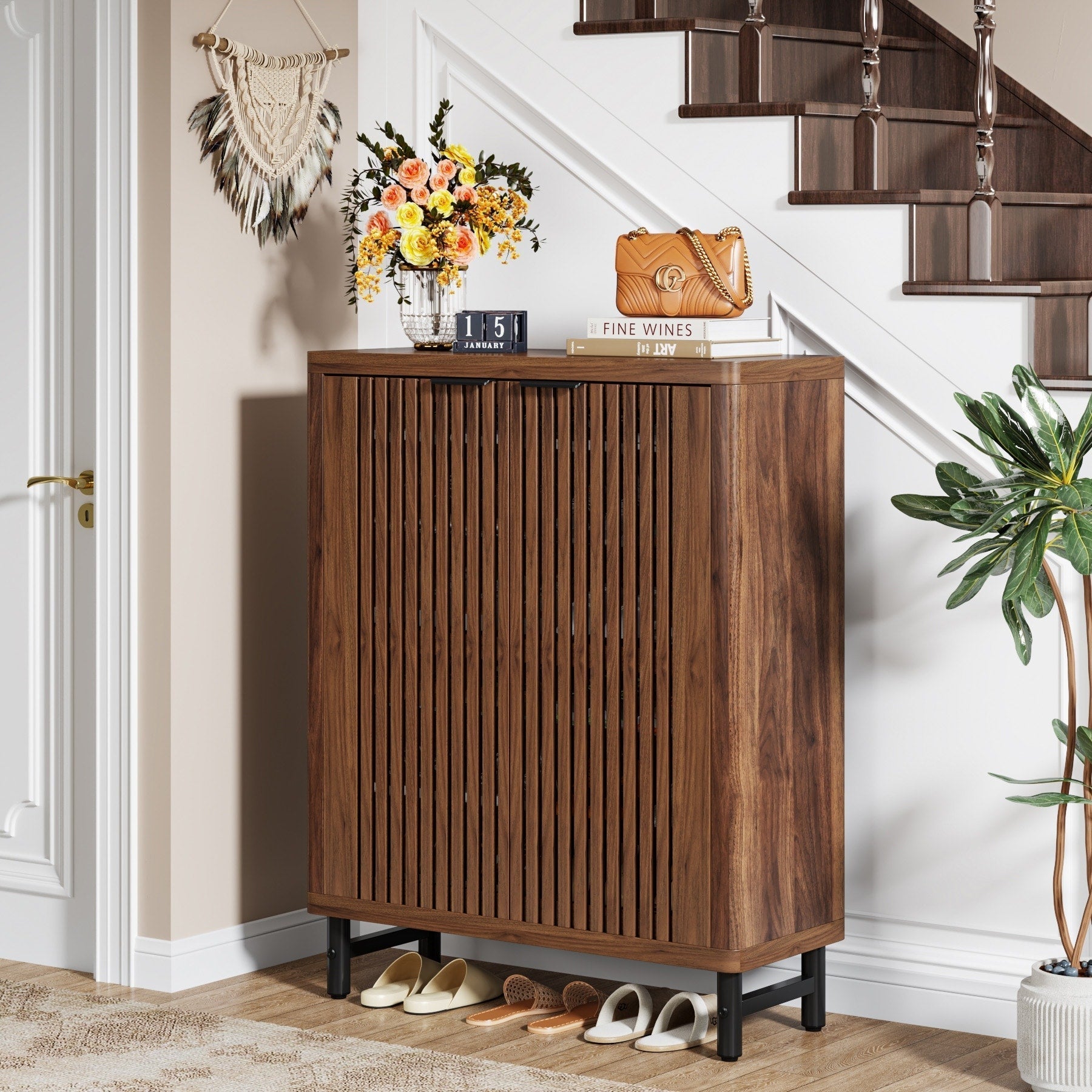 Meuble à chaussures 24 paires avec porte pour entrée et salon