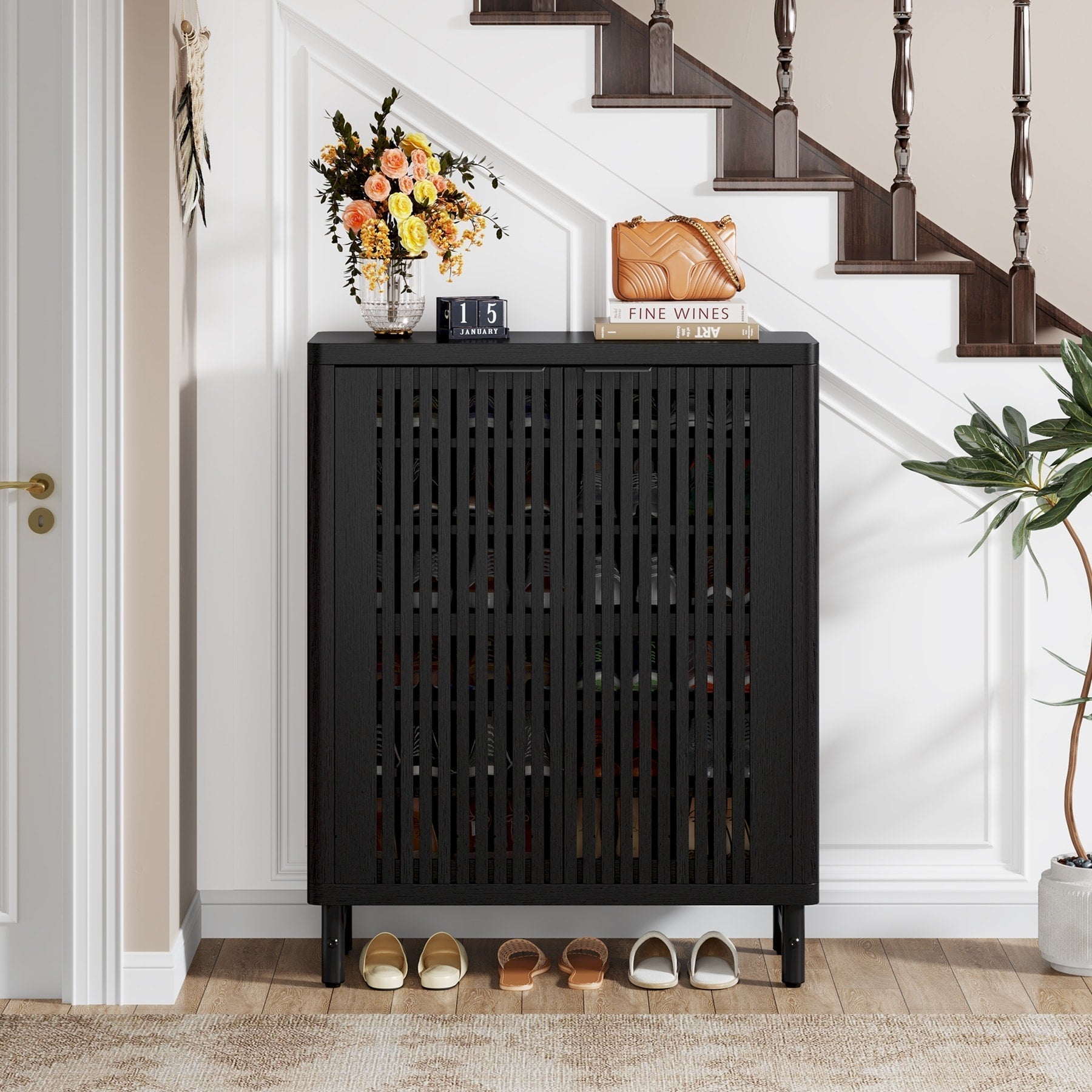 Meuble à chaussures 24 paires avec porte pour entrée et salon