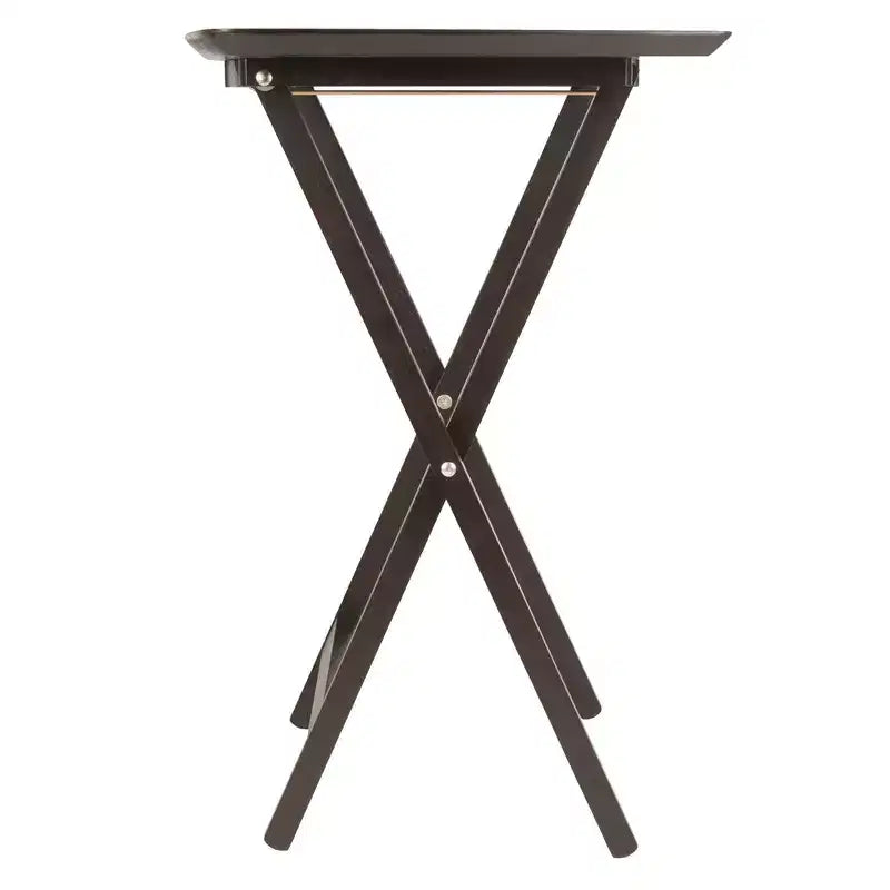 Table d'appoint en forme d'éventail Anila de 5 pièces - Winsome : Tables pliantes en bois massif, bords biseautés, étagère de rangement