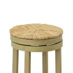 Tabouret de bar pivotant Carolina Living 30" Leif avec assise en jonc gris patiné : Chaise de comptoir ronde, sans dossier, à hauteur fixe