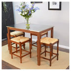 Tabouret de bar Carolina Living 24 po Turner à hauteur de comptoir Châtaignier : Structure en bois d'hévéa, assise carrée