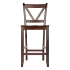Lot de 2 tabourets de bar Victor V-Back hauteur comptoir 61 cm en bois/noyer - Winsome