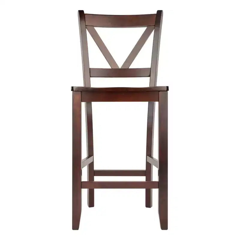 Lot de 2 tabourets de bar Victor V-Back hauteur comptoir 61 cm en bois/noyer - Winsome