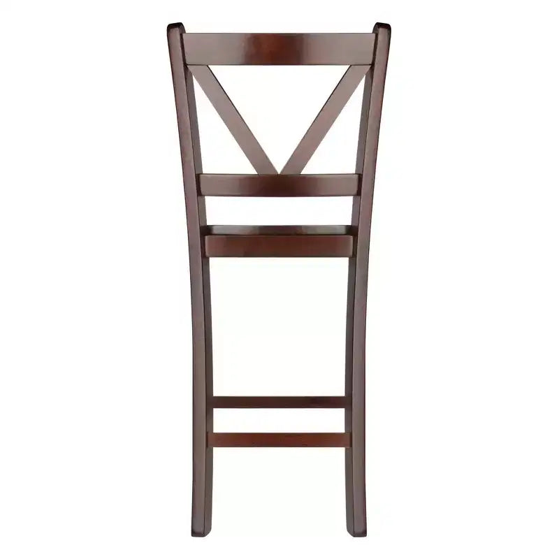 Lot de 2 tabourets de bar Victor V-Back hauteur comptoir 61 cm en bois/noyer - Winsome
