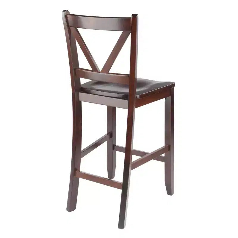 Lot de 2 tabourets de bar Victor V-Back hauteur comptoir 61 cm en bois/noyer - Winsome