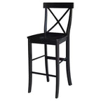 Tabouret de bar Martha X de 30 po, noir de jais - International Concepts : bois massif, design traditionnel