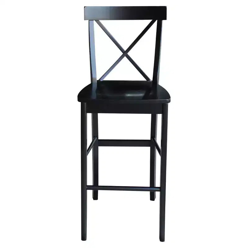 Tabouret de bar Martha X de 30 po, noir de jais - International Concepts : bois massif, design traditionnel