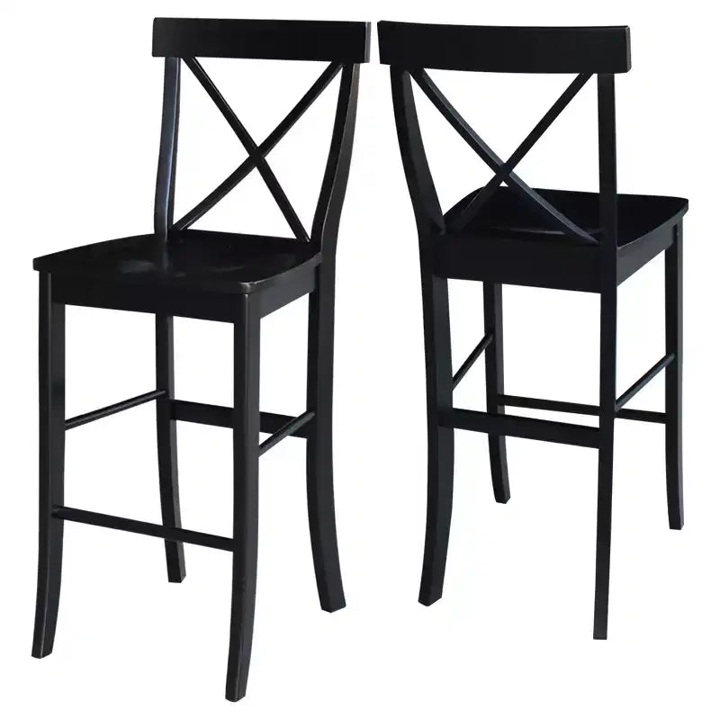 Tabouret de bar Martha X de 30 po, noir de jais - International Concepts : bois massif, design traditionnel
