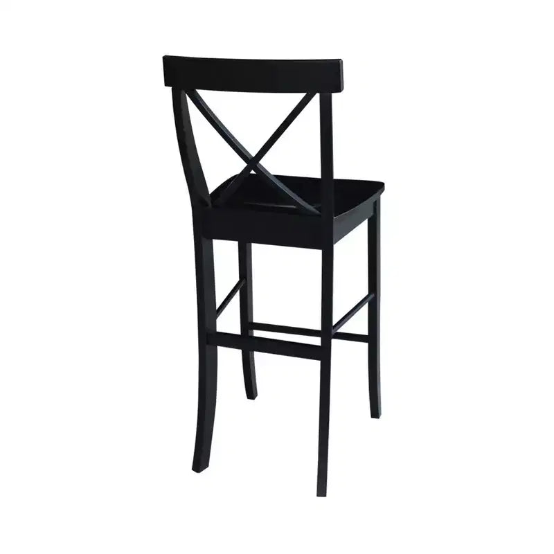 Tabouret de bar Martha X de 30 po, noir de jais - International Concepts : bois massif, design traditionnel