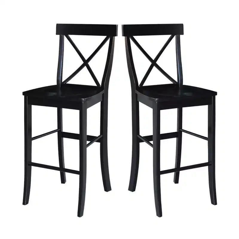 Tabouret de bar Martha X de 30 po, noir de jais - International Concepts : bois massif, design traditionnel