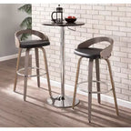Lot de 2 tabourets de bar Grotto mi-siècle modernes LumiSource de 75 cm gris clair/noir : pivotants, pieds en bois, rembourrés