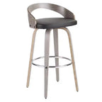 Lot de 2 tabourets de bar Grotto mi-siècle modernes LumiSource de 75 cm gris clair/noir : pivotants, pieds en bois, rembourrés