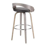 Lot de 2 tabourets de bar Grotto mi-siècle modernes LumiSource de 75 cm gris clair/noir : pivotants, pieds en bois, rembourrés