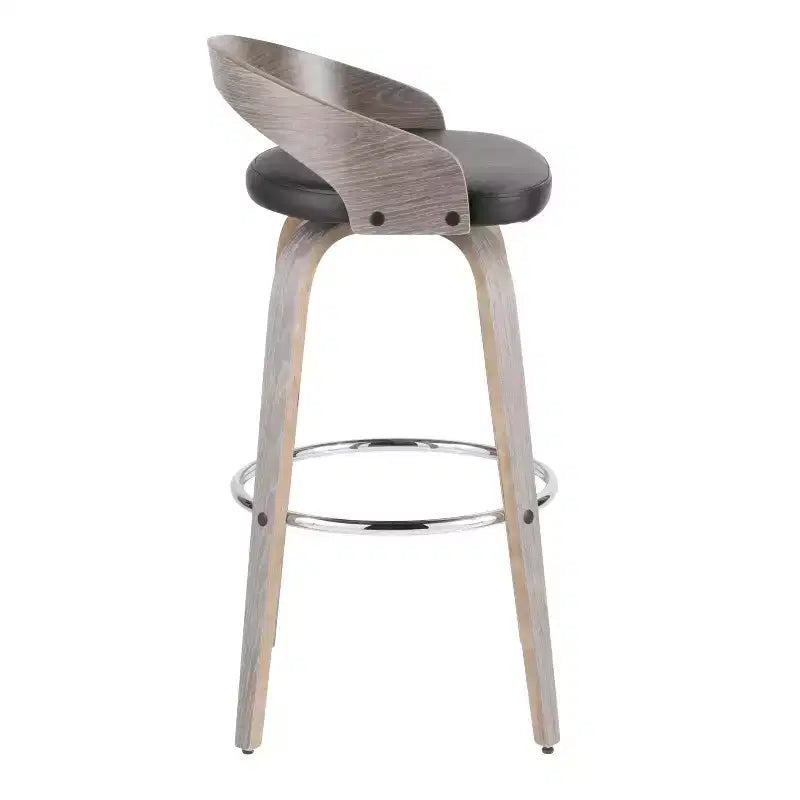 Lot de 2 tabourets de bar Grotto mi-siècle modernes LumiSource de 75 cm gris clair/noir : pivotants, pieds en bois, rembourrés