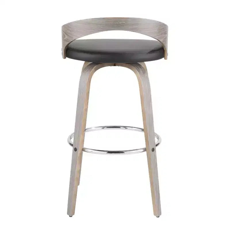Lot de 2 tabourets de bar Grotto mi-siècle modernes LumiSource de 75 cm gris clair/noir : pivotants, pieds en bois, rembourrés