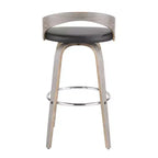 Lot de 2 tabourets de bar Grotto mi-siècle modernes LumiSource de 75 cm gris clair/noir : pivotants, pieds en bois, rembourrés