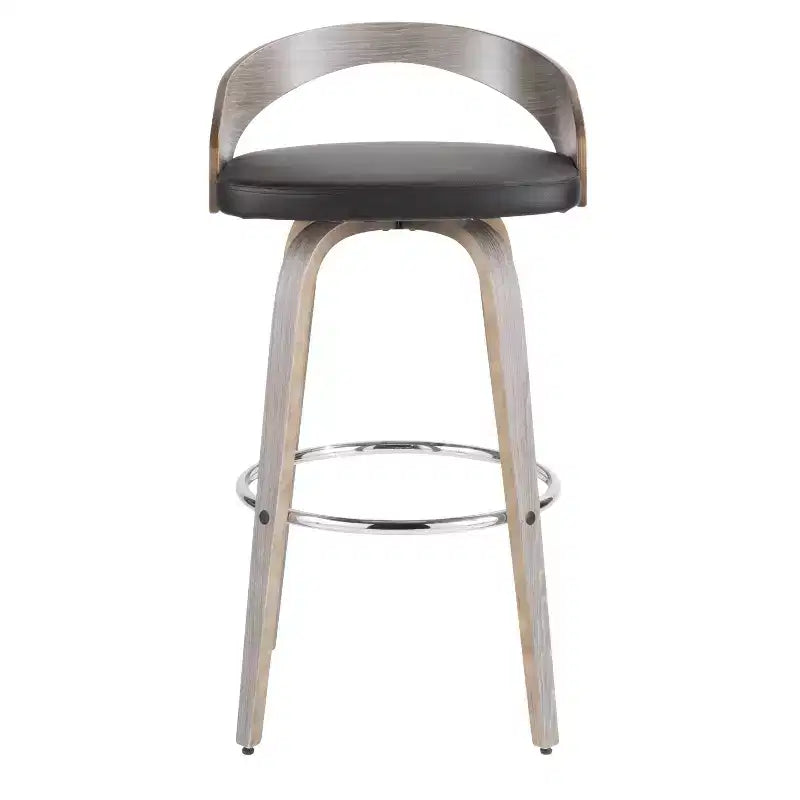 Lot de 2 tabourets de bar Grotto mi-siècle modernes LumiSource de 75 cm gris clair/noir : pivotants, pieds en bois, rembourrés