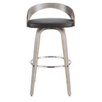 Lot de 2 tabourets de bar Grotto mi-siècle modernes LumiSource de 75 cm gris clair/noir : pivotants, pieds en bois, rembourrés