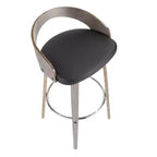 Lot de 2 tabourets de bar Grotto mi-siècle modernes LumiSource de 75 cm gris clair/noir : pivotants, pieds en bois, rembourrés