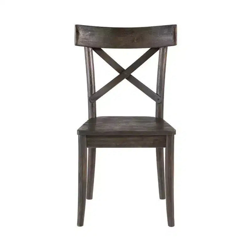 Ensemble de 2 chaises d'appoint en bois Calhoun, marron foncé – Picket House Furnishings : Dossier en X, Rustique