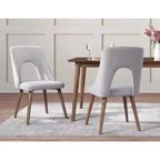 Lifestorey Lot de 2 chaises de salle à manger Clover Mid-Century Modern Gris/Noyer