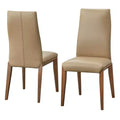 Lifestorey Set of 2 Valissa Modern Leather Dining Chair Walnut/Taupe