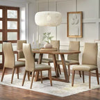 Lot de 2 chaises de salle à manger modernes en cuir Valissa Lifestorey Noyer/Gris-beige