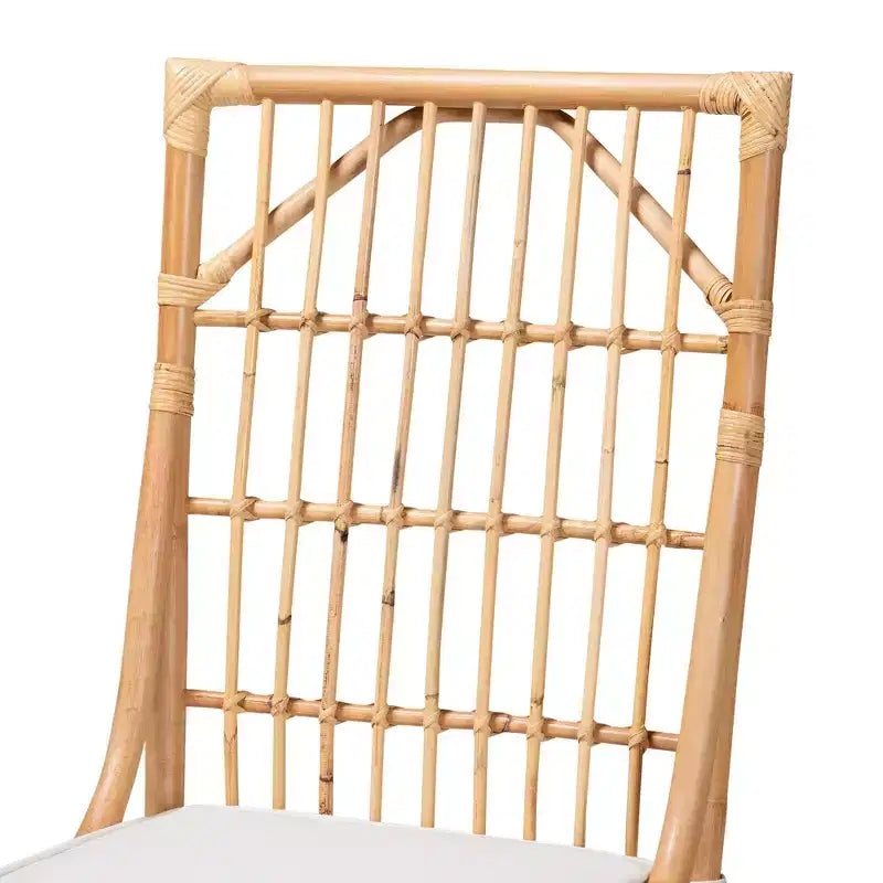 Chaise de salle à manger Rose en tissu et rotin bali & pari blanc/naturel : mélange coton-polyester, style bohème, aucun assemblage requis