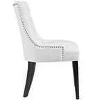 Lot de 2 chaises de salle à manger d'appoint Regent en vinyle blanc – Modway : capitonnée, garniture cloutée, rembourrée, pieds en bois