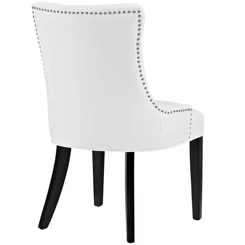 Lot de 2 chaises de salle à manger d'appoint Regent en vinyle blanc – Modway : capitonnée, garniture cloutée, rembourrée, pieds en bois
