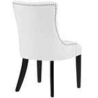 Lot de 2 chaises de salle à manger d'appoint Regent en vinyle blanc – Modway : capitonnée, garniture cloutée, rembourrée, pieds en bois