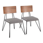 Lot de 2 chaises modernes du milieu du siècle, gris/noir - Lumisource : pieds épingles, dossier en bois, assise en polyester