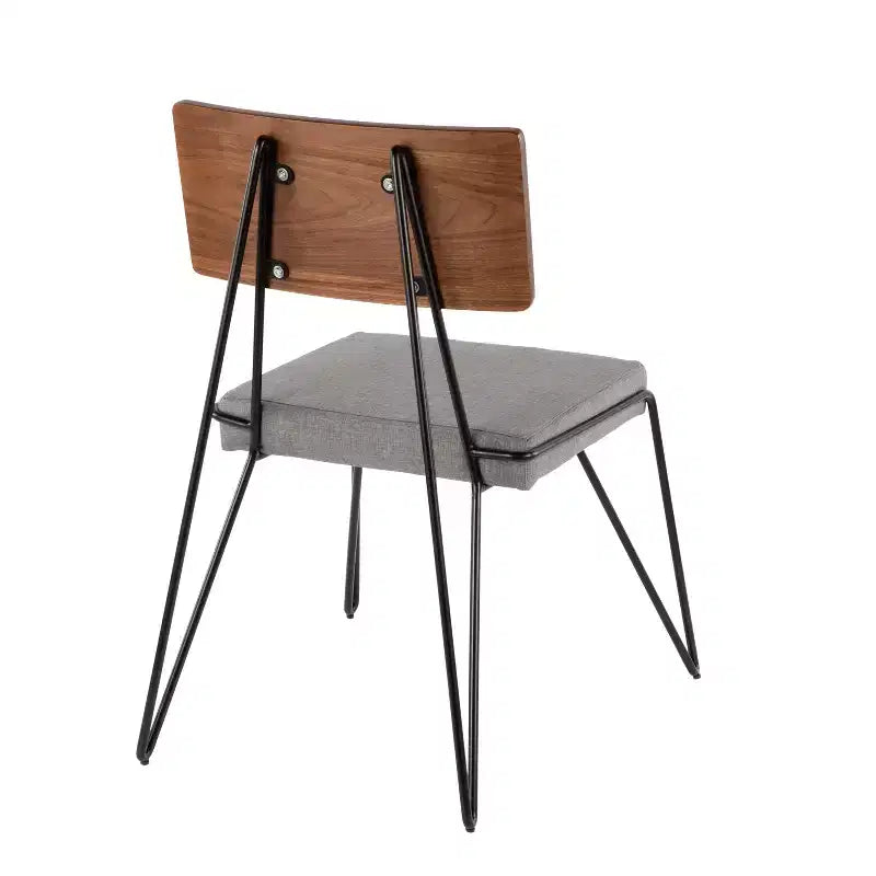 Lot de 2 chaises modernes du milieu du siècle, gris/noir - Lumisource : pieds épingles, dossier en bois, assise en polyester