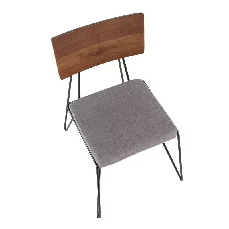 Lot de 2 chaises modernes du milieu du siècle, gris/noir - Lumisource : pieds épingles, dossier en bois, assise en polyester