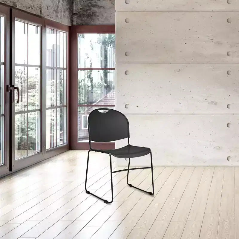 Chaise empilable ultra-compacte multi-usage (lot de 2), noire - Hampden Furnishings : piètement luge, polypropylène, aucun assemblage requis