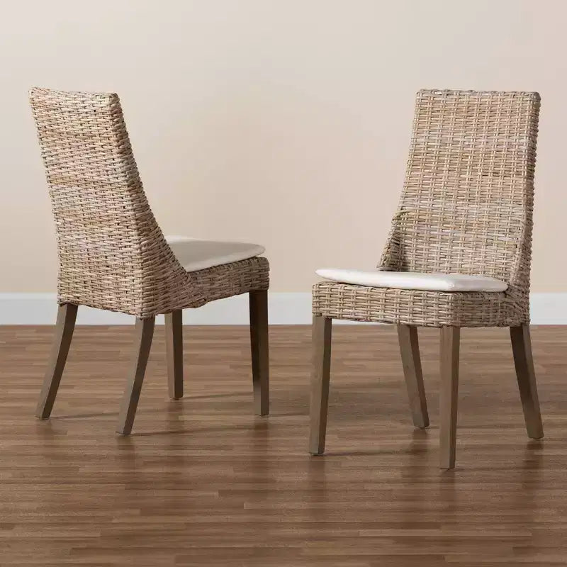 Lot de 2 chaises de salle à manger Toby en rotin marron - bali & pari : Coussin Confort, Dossier Robuste, Artisanat Indonésien