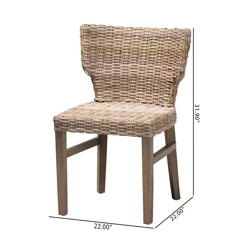 Lot de 2 chaises de salle à manger Enver en rotin et bois Naturel/Marron - bali & pari : Fabriquées à la main, origine indonésienne