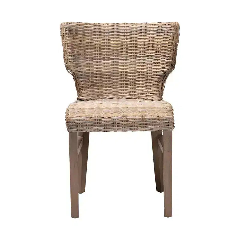 Lot de 2 chaises de salle à manger Enver en rotin et bois Naturel/Marron - bali & pari : Fabriquées à la main, origine indonésienne