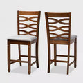 Set of 2 Lanier Fabric Upholstered Wood Counter Height Pub Chair Set Gray/Walnut - Baxton Studio: Polyester Fill, Spot Clean