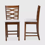 Lot de 2 chaises de comptoir en bois rembourrées Lanier Gris/Noyer - Baxton Studio : Garnissage polyester, nettoyage ciblé