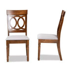 Lot de 2 chaises de salle à manger Lucie en tissu et bois gris/noyer - Baxton Studio : Polyester, nettoyage ciblé, sans accoudoirs